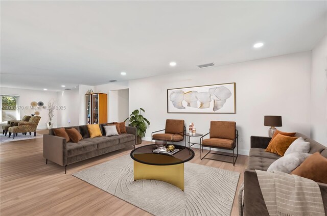 living room featuring light hardwood / wood-style floors