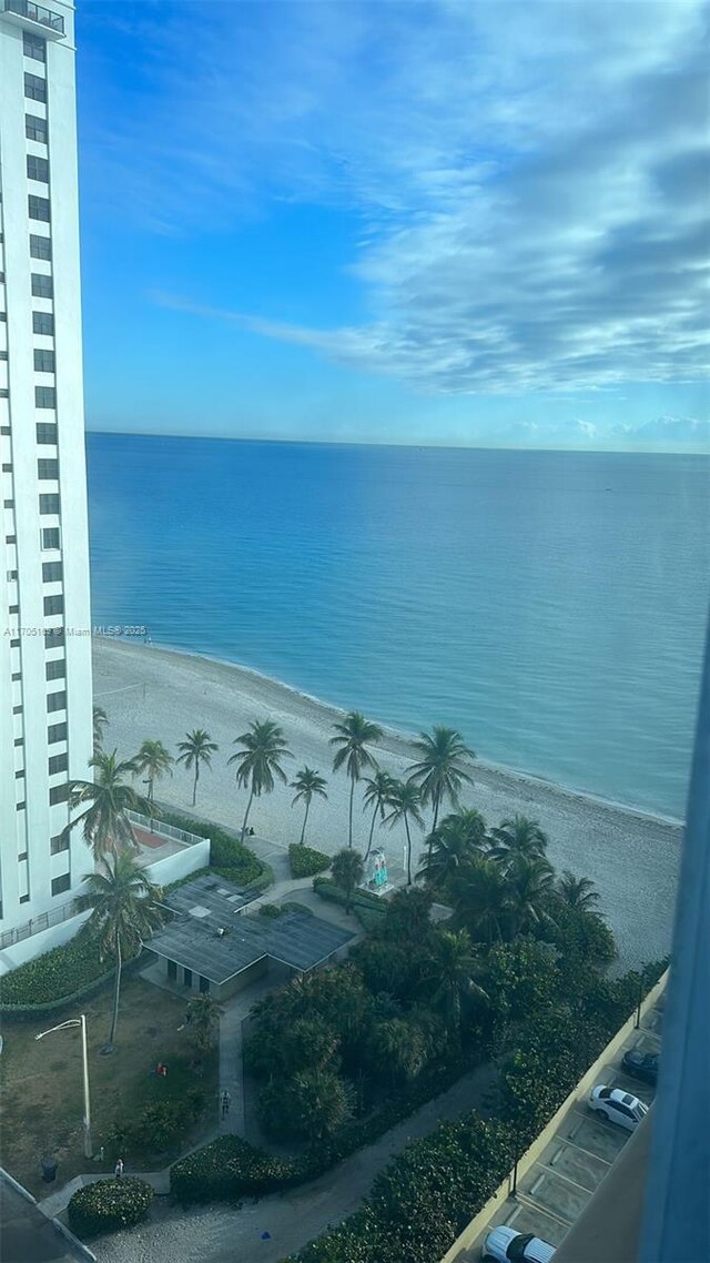 view of water feature featuring a beach view