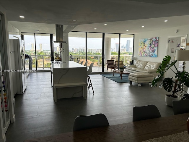 interior space featuring a wealth of natural light and a wall of windows