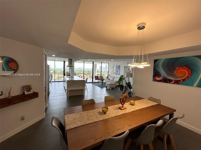 dining space with expansive windows