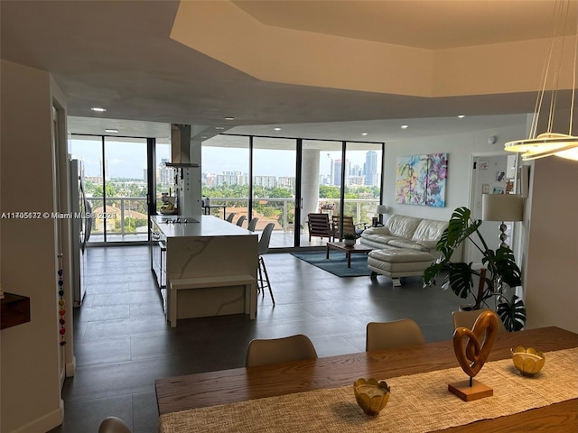 living room featuring expansive windows and a healthy amount of sunlight