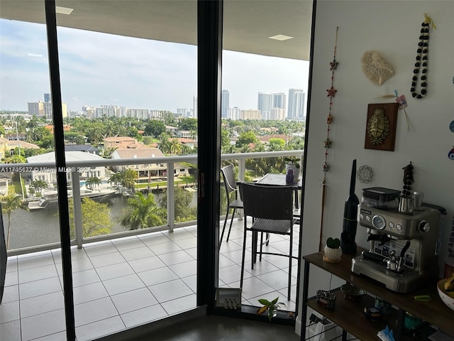 balcony featuring a water view