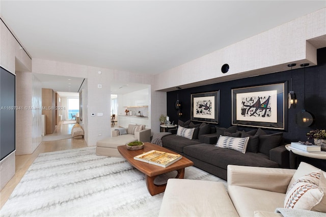 living room featuring light hardwood / wood-style floors