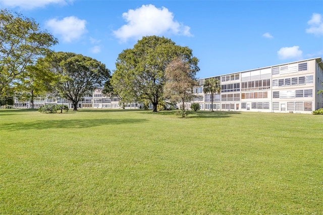 view of property's community with a lawn