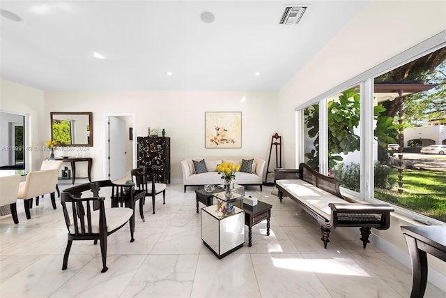511 Madeira Ave, Coral Gables, FL 33134 - living area with baseboards and light marble finish flooring