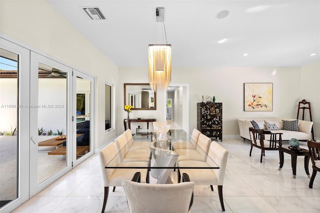 dining space with french doors