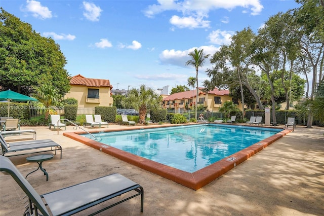 view of pool featuring a patio