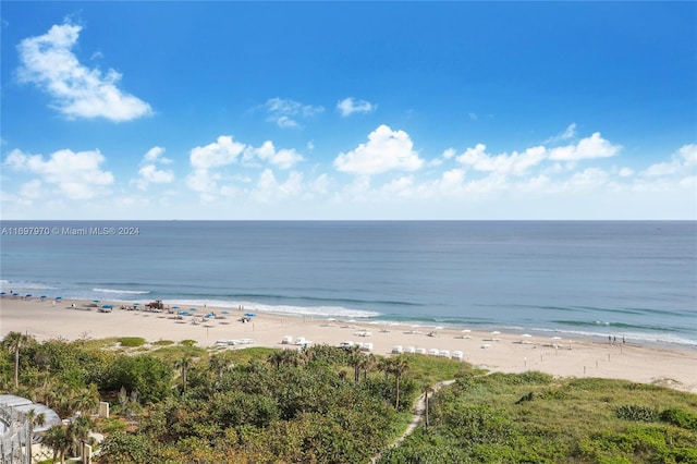 property view of water with a beach view