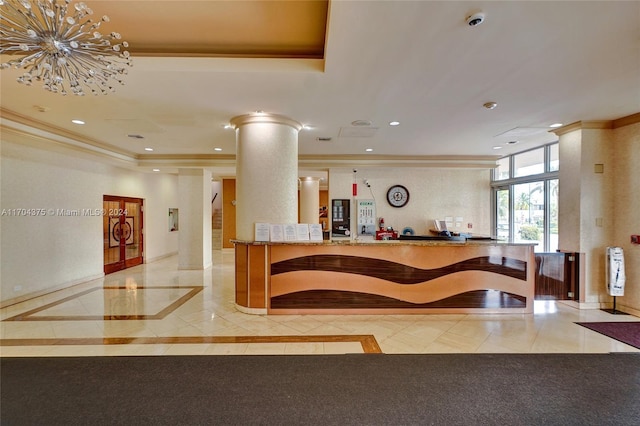 reception featuring ornate columns