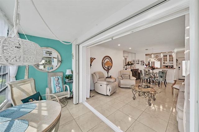 view of tiled living room