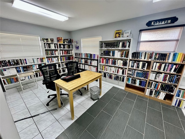 view of tiled home office