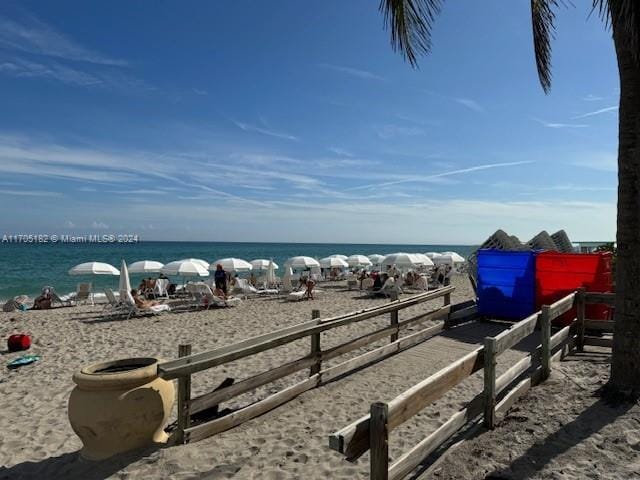 property view of water featuring a view of the beach