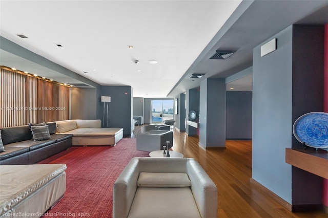 living room with wood-type flooring