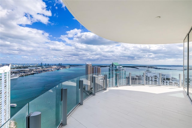 balcony with a water view