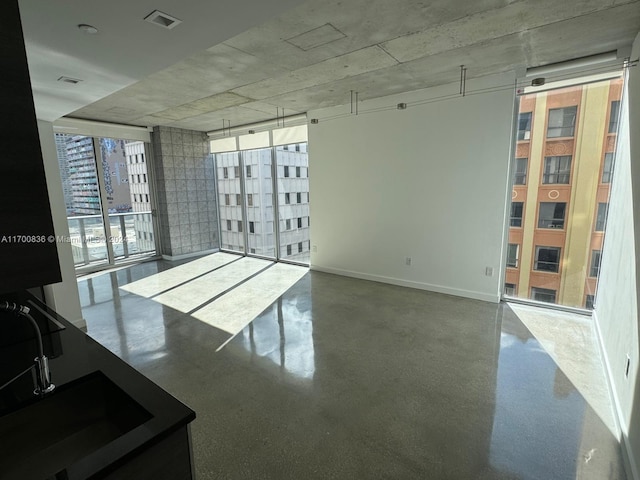 unfurnished room featuring expansive windows