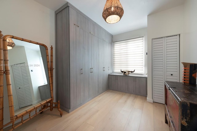 interior space with light hardwood / wood-style floors