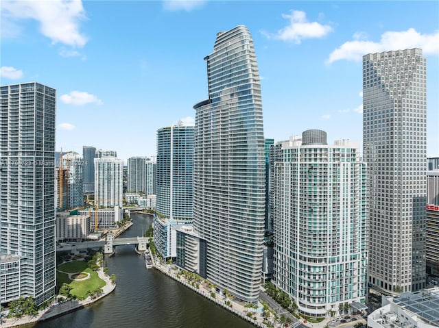 view of city with a water view