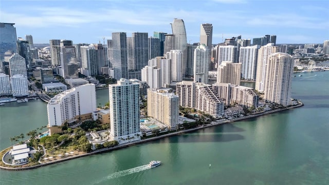 property's view of city featuring a water view