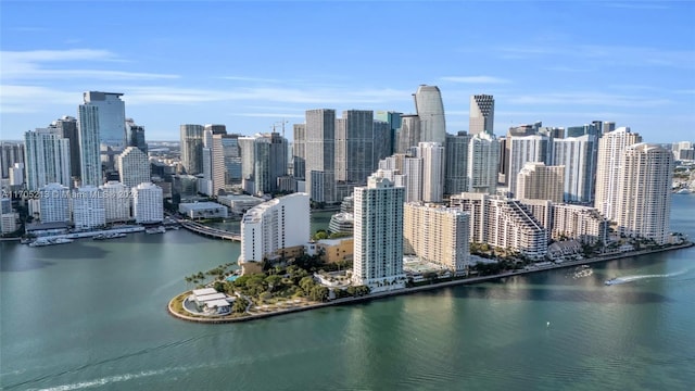 view of city with a water view