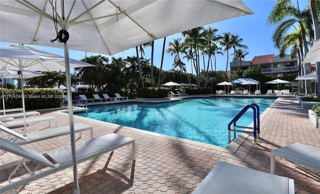 pool featuring a patio area