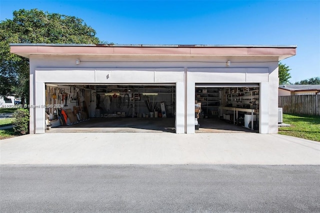 garage with central AC unit