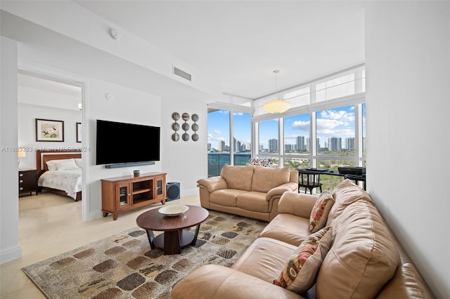 view of tiled living room