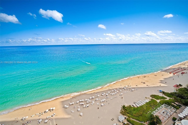 property view of water featuring a view of the beach