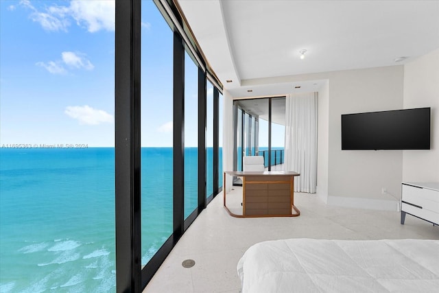 bedroom with a water view