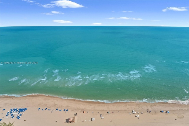 view of water feature featuring a beach view