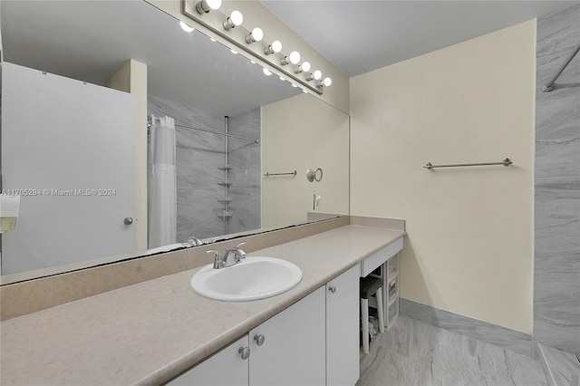2011 SW 103rd Ter, Miramar, FL 33025 - bathroom featuring vanity, marble look tile flooring, and a shower with shower curtain