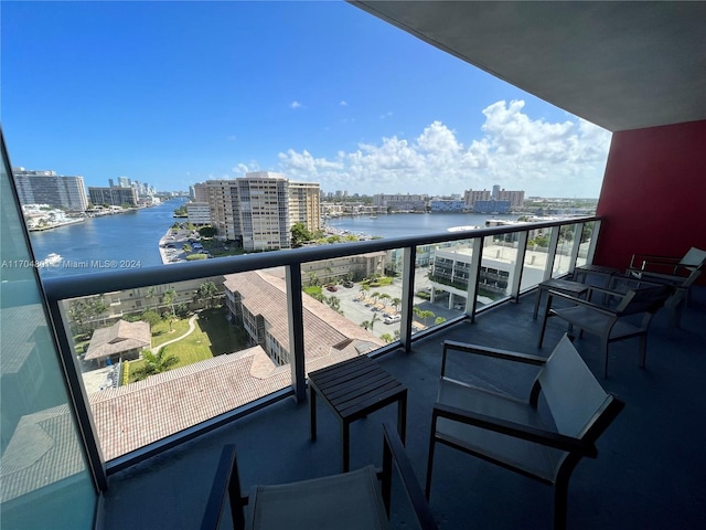 balcony with a water view