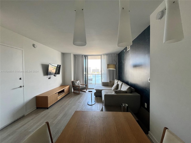 living room with light hardwood / wood-style floors