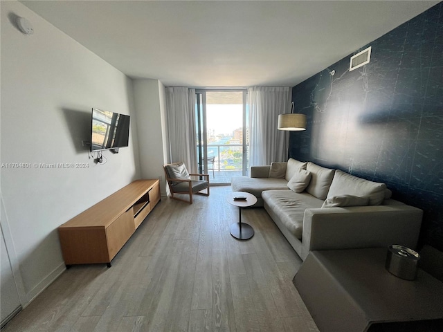 living room featuring light hardwood / wood-style floors