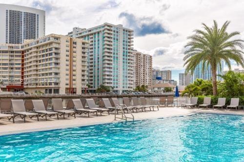 view of pool featuring a patio