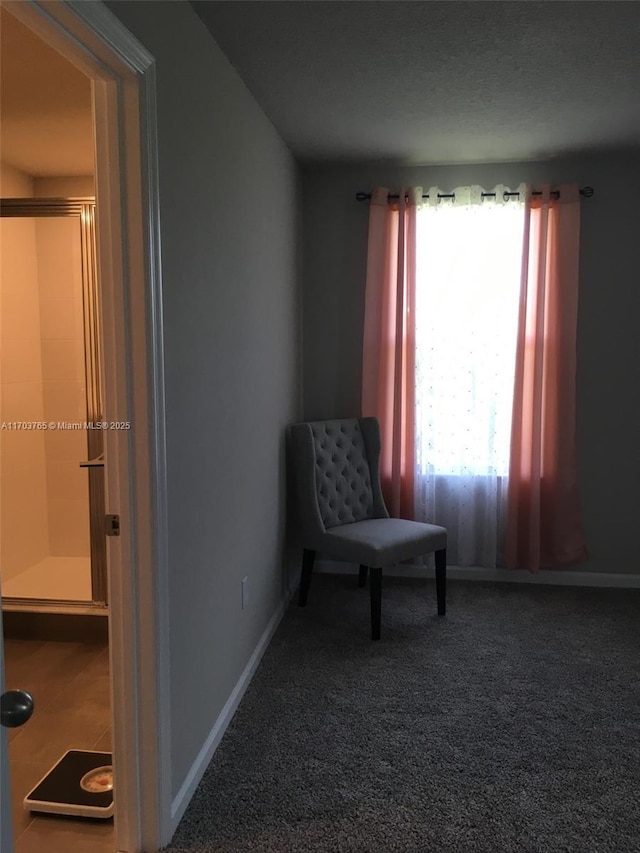 sitting room with carpet floors and baseboards