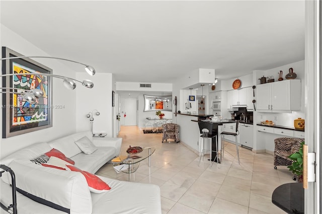 view of tiled living room