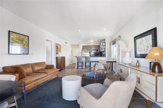 view of tiled living room