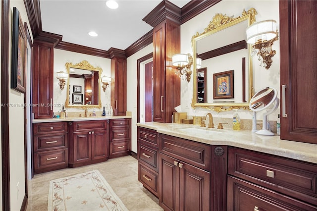 7720 SW 183rd Ter, Palmetto Bay, FL 33157 - bathroom featuring vanity and ornamental molding
