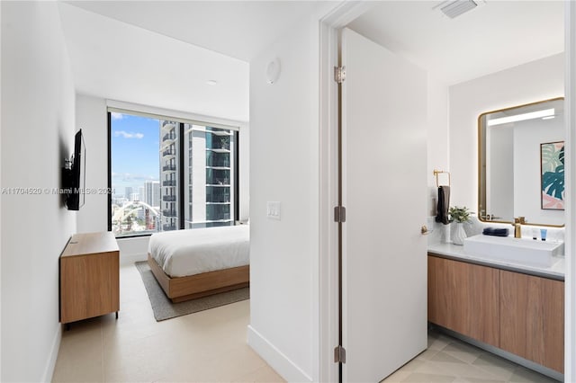 bedroom with sink