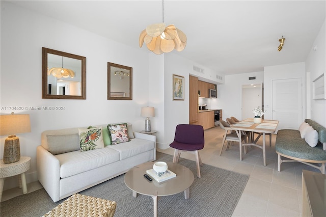 view of tiled living room