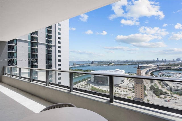 balcony with a water view