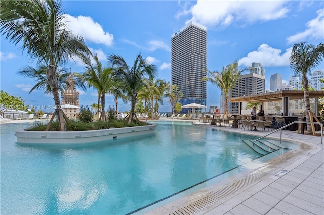 view of pool with a patio