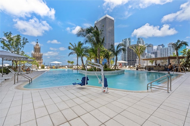 view of pool with a patio