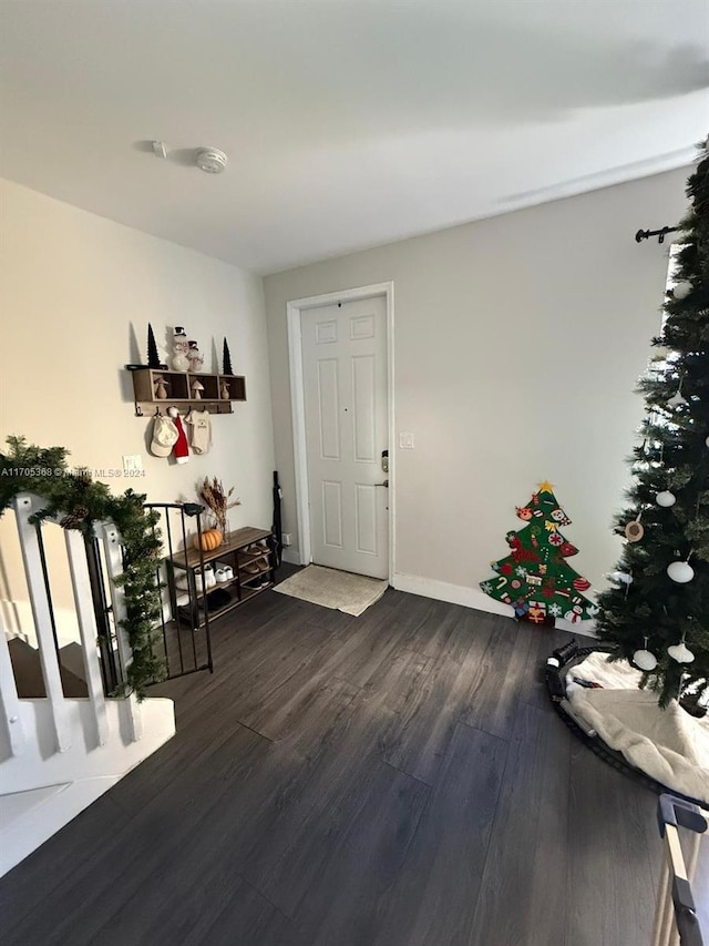 foyer entrance with dark hardwood / wood-style flooring