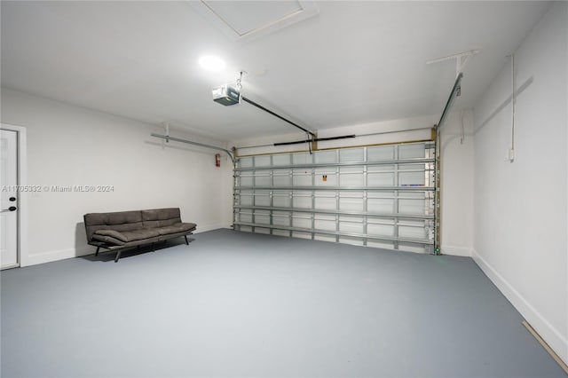 garage with a garage door opener