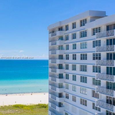 property view of water featuring a view of the beach