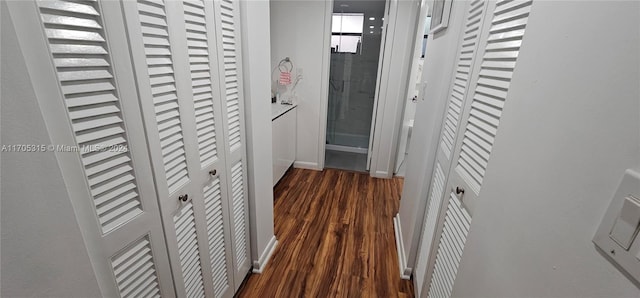 hall featuring dark hardwood / wood-style flooring