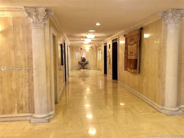 hall with decorative columns