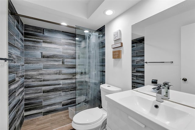 bathroom with a shower with curtain, sink, and toilet