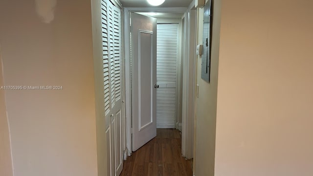 hall featuring dark hardwood / wood-style flooring